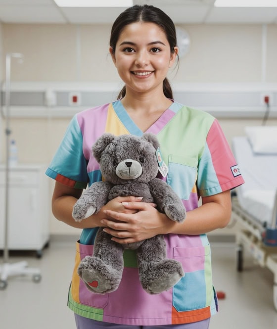nurse holding a heartbeat bear